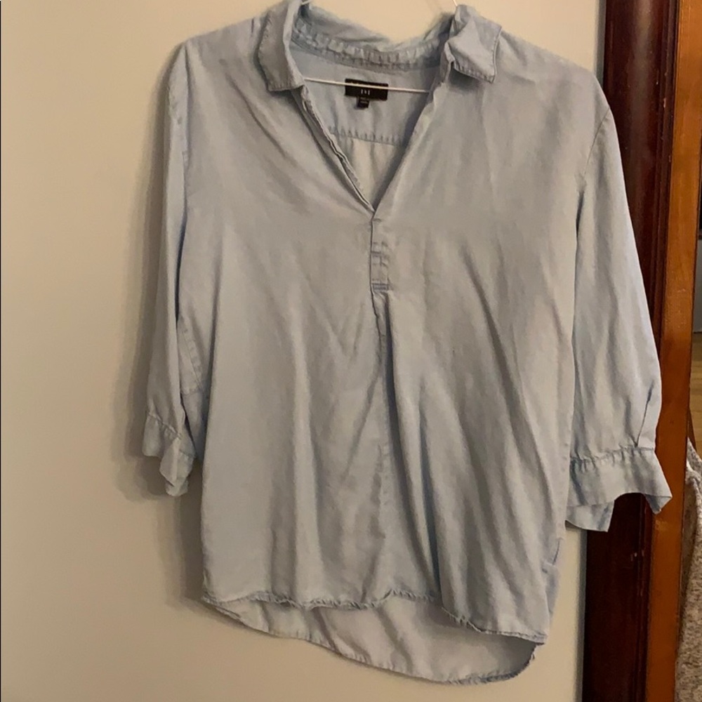 Distressed light denim shirt
